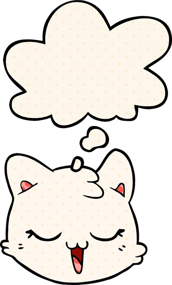 cartoon cat face and thought bubble in comic book style vector