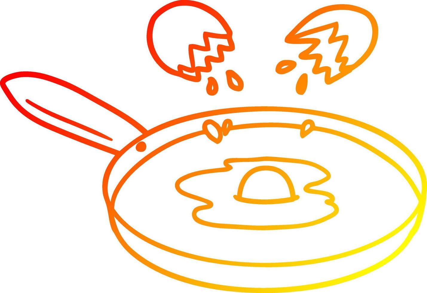 warm gradient line drawing cartoon pan frying egg vector