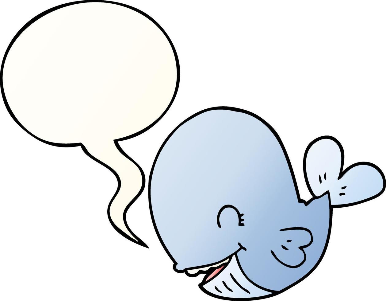 cartoon whale and speech bubble in smooth gradient style vector