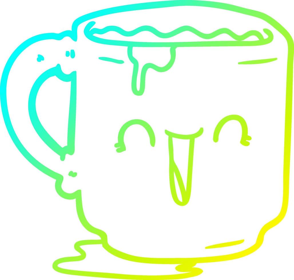 cold gradient line drawing cartoon dirty office mug vector