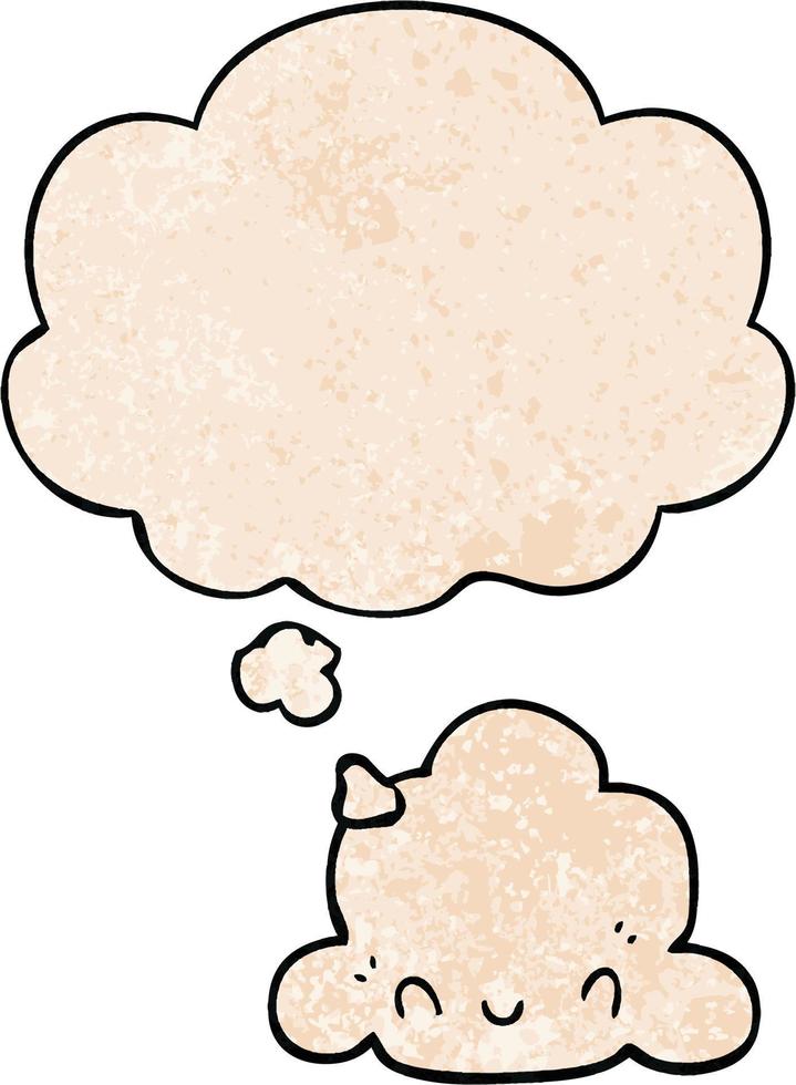 cartoon cloud and thought bubble in grunge texture pattern style vector