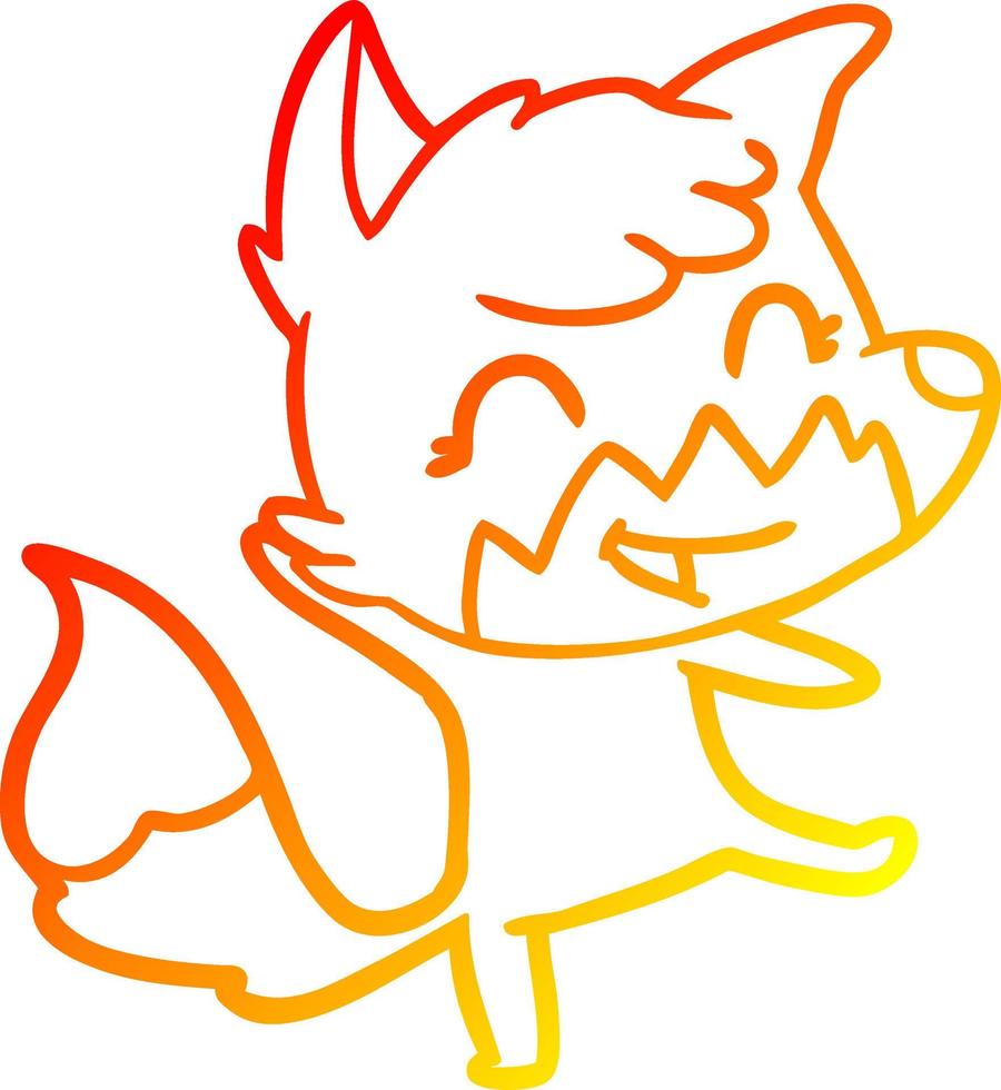 warm gradient line drawing happy cartoon fox vector