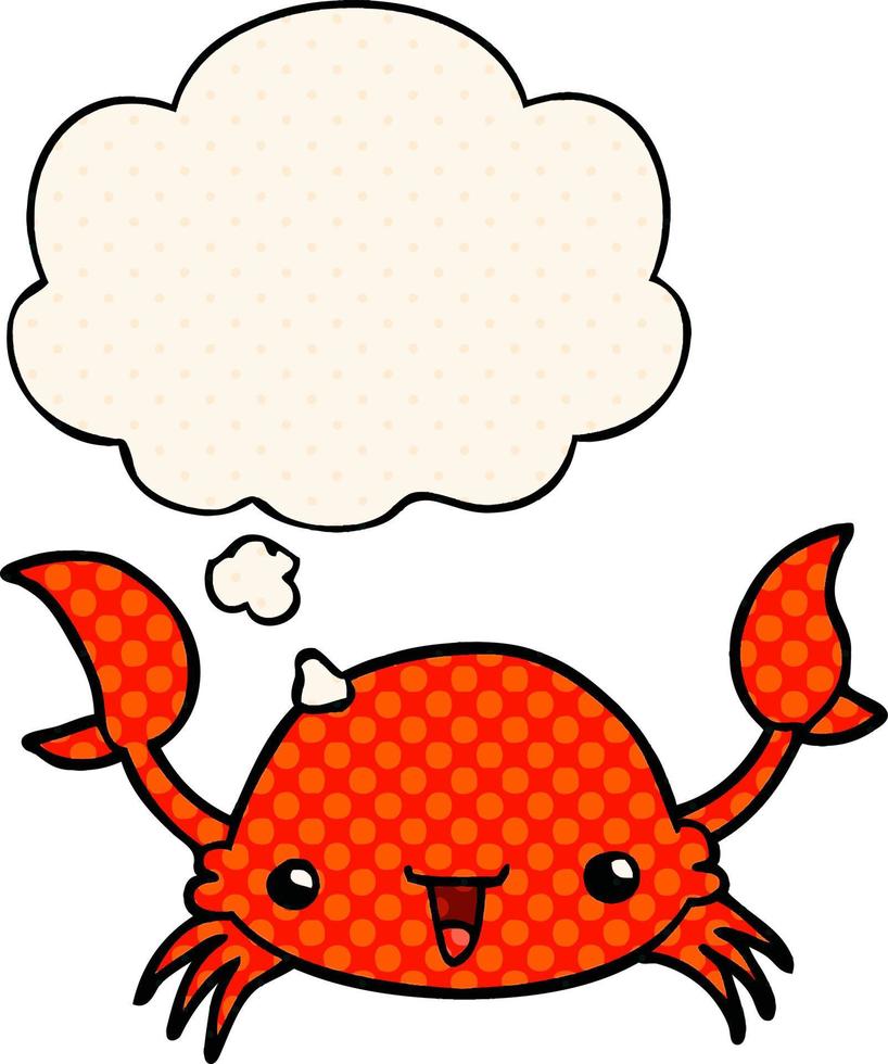 cartoon crab and thought bubble in comic book style vector