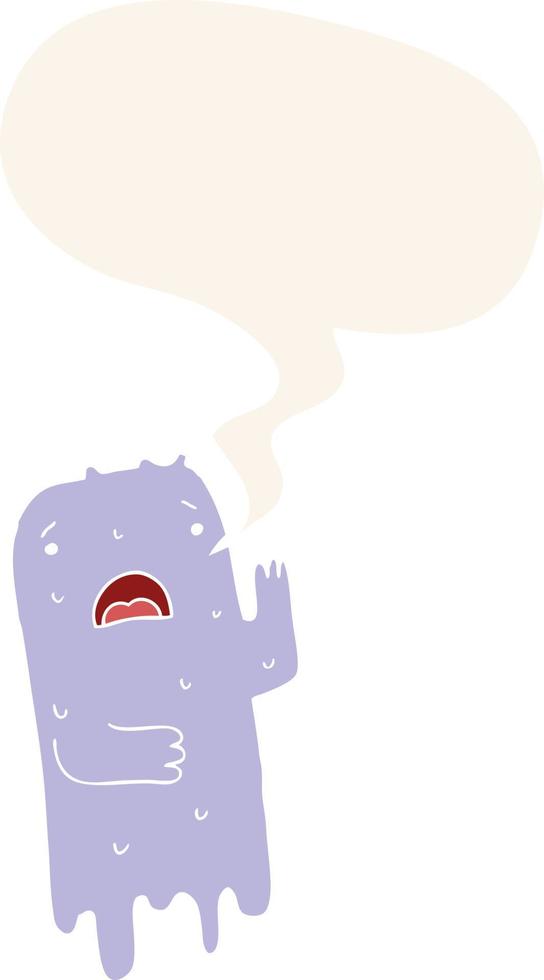 cartoon ghost and speech bubble in retro style vector