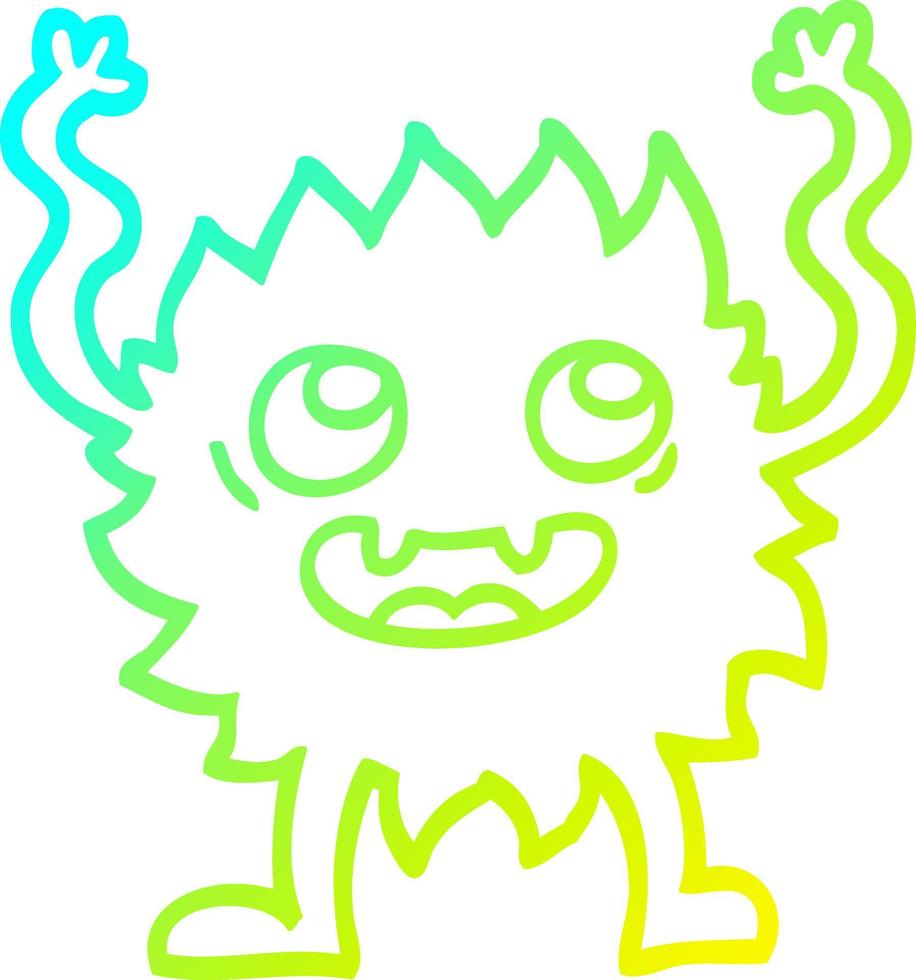 cold gradient line drawing cartoon funny furry monster vector