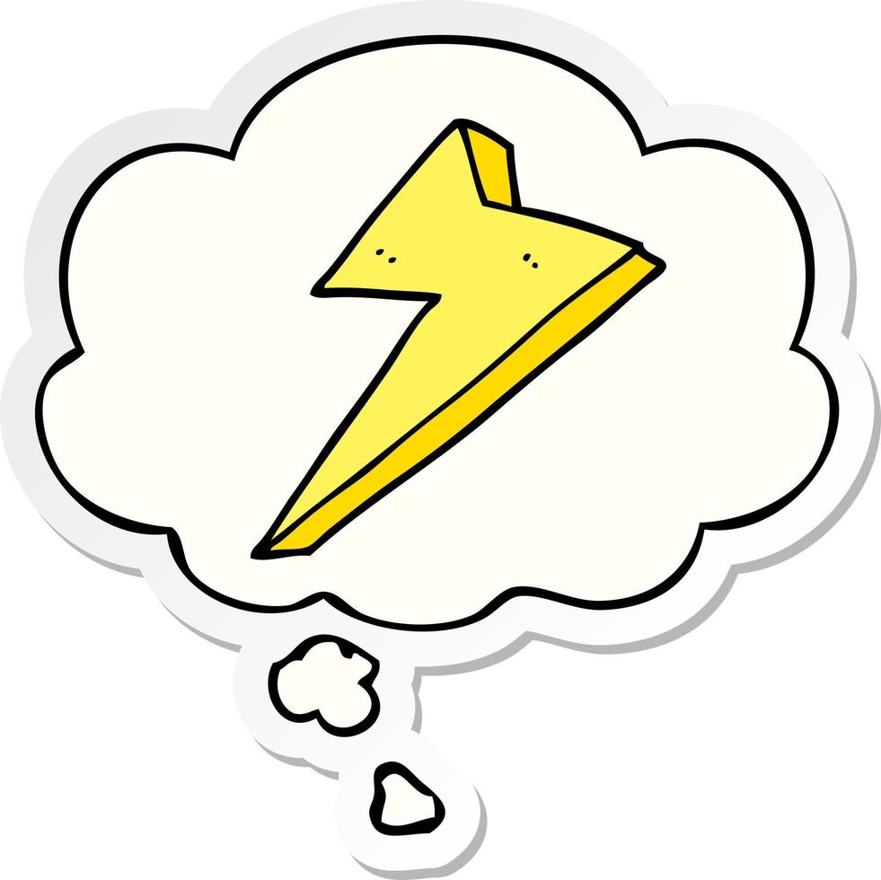 cartoon lightning and thought bubble as a printed sticker vector