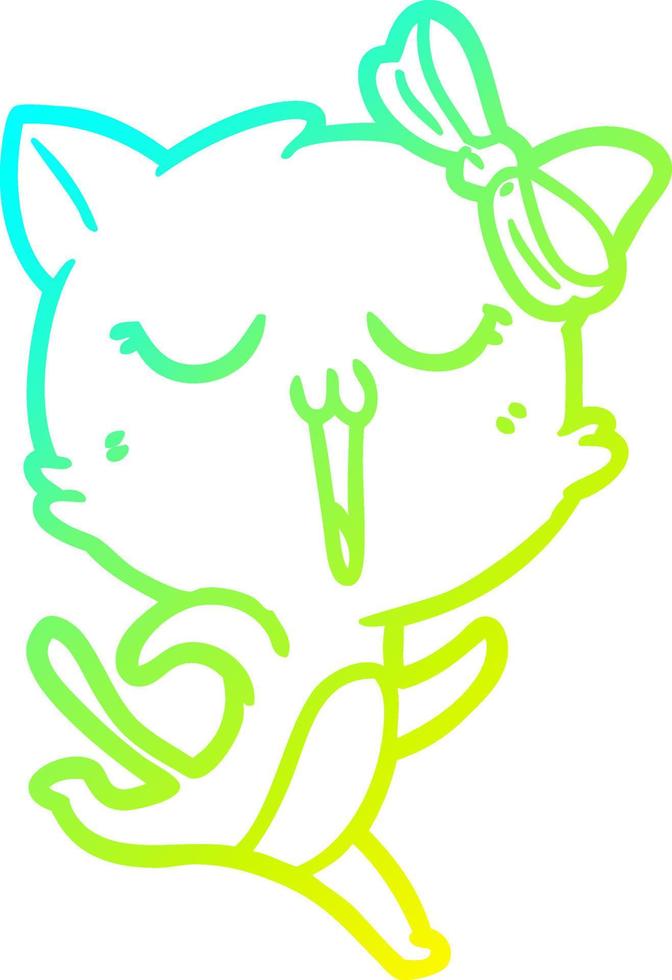 cold gradient line drawing cartoon cat vector