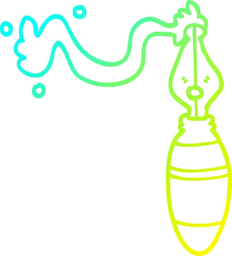 cold gradient line drawing cartoon fountain pen vector