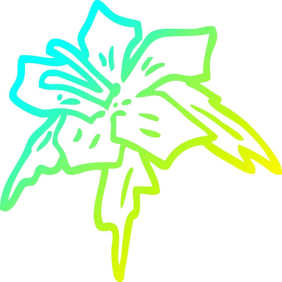 cold gradient line drawing cartoon exotic flower vector