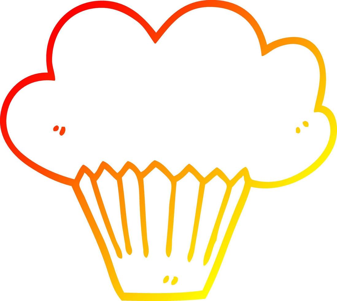 warm gradient line drawing cartoon cupcake vector