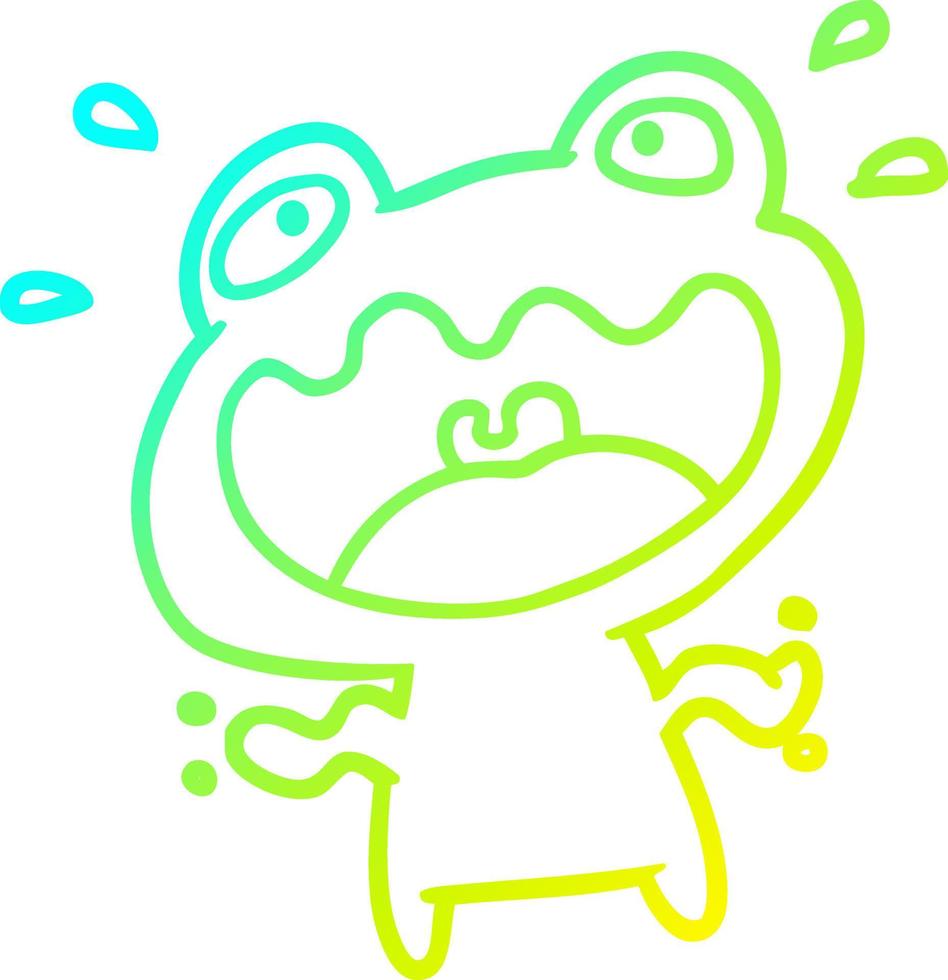 cold gradient line drawing cute frog frightened vector