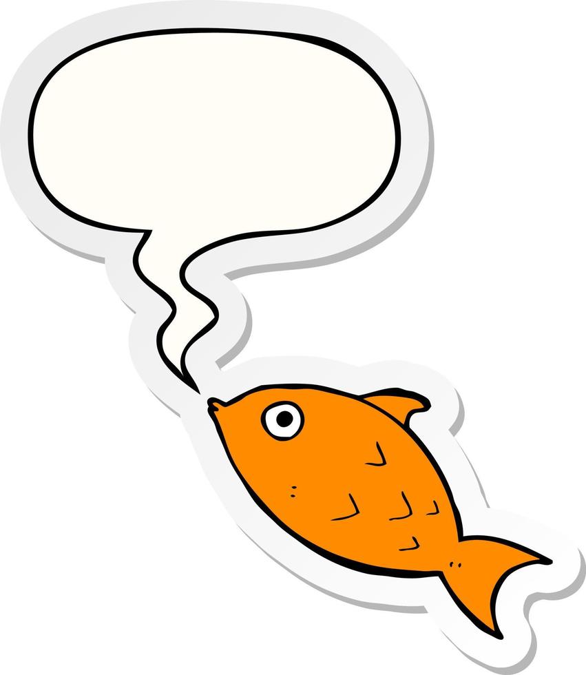 cartoon fish and speech bubble sticker vector