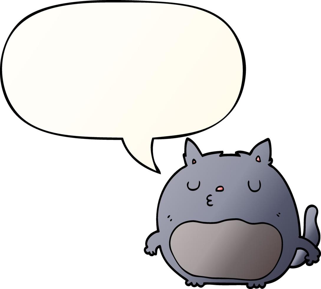 cartoon cat and speech bubble in smooth gradient style vector