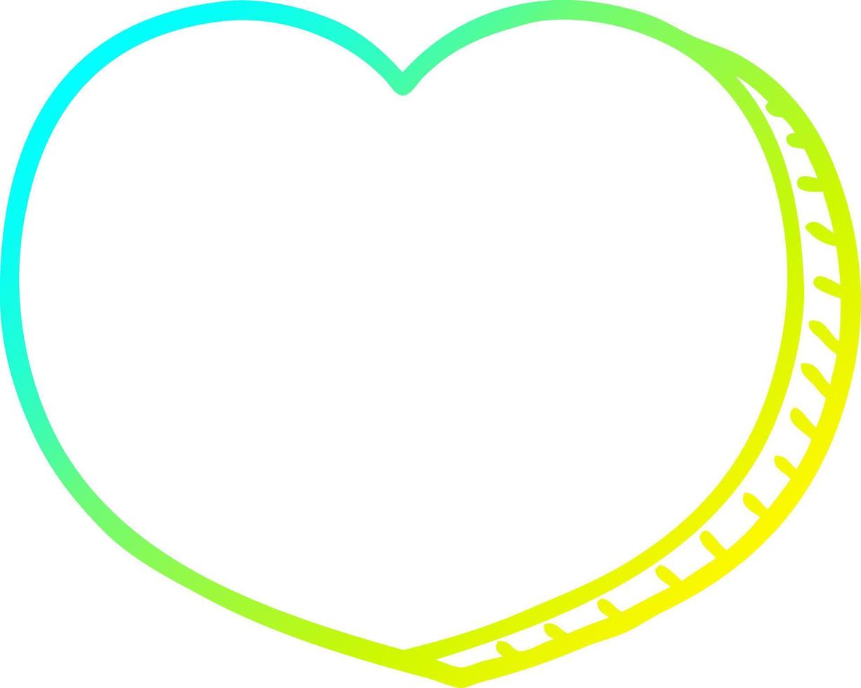 cold gradient line drawing cartoon love heart vector