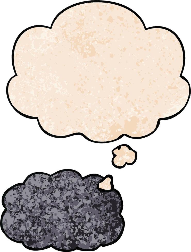 cartoon cloud and thought bubble in grunge texture pattern style vector