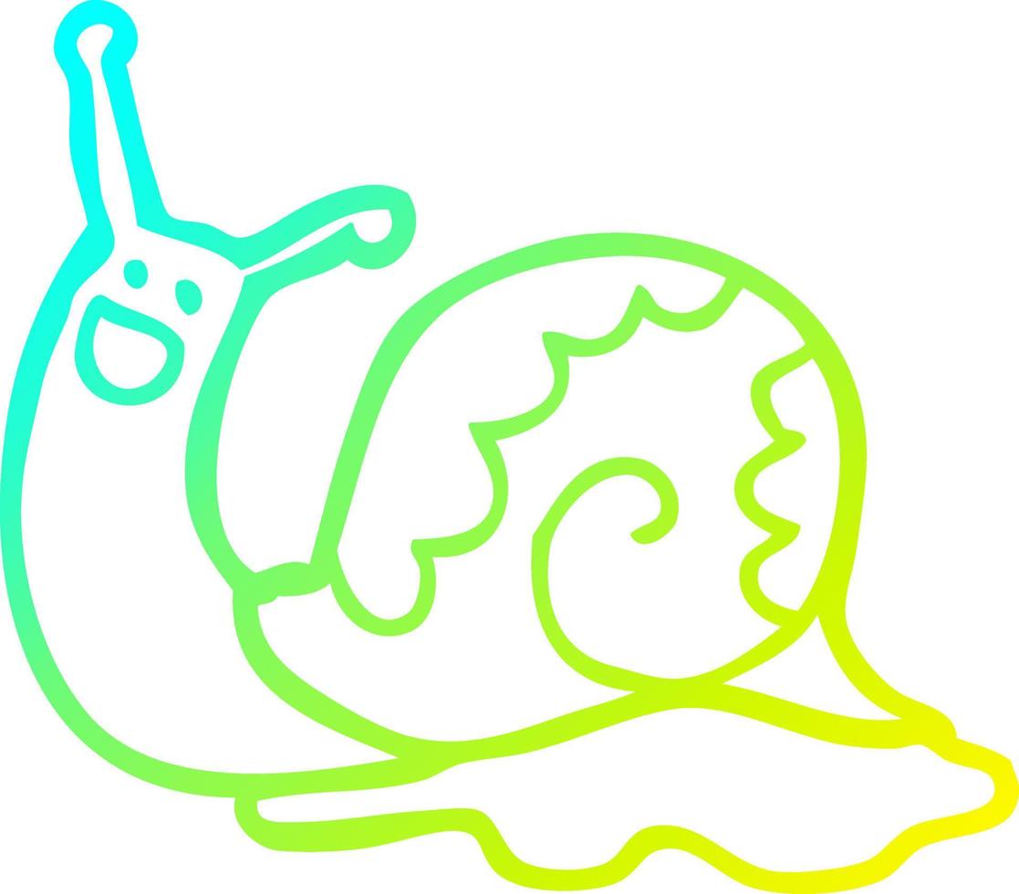 cold gradient line drawing cute cartoon snail vector