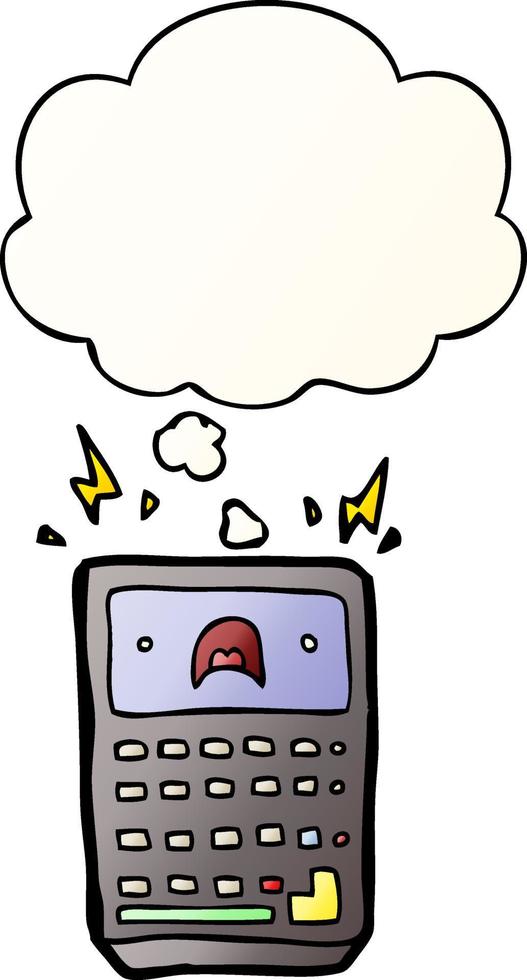 cartoon calculator and thought bubble in smooth gradient style vector