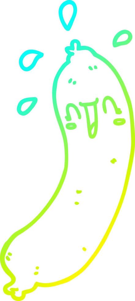 cold gradient line drawing happy cartoon sausage vector