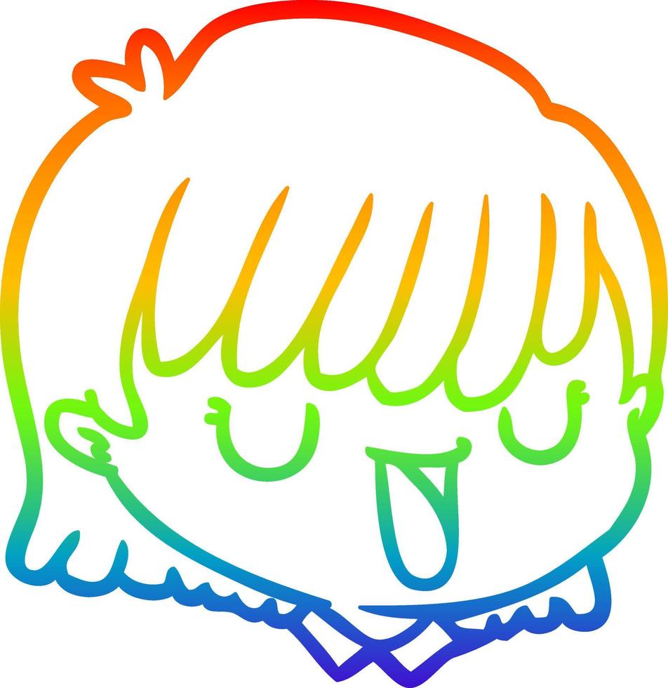 rainbow gradient line drawing cartoon female face vector