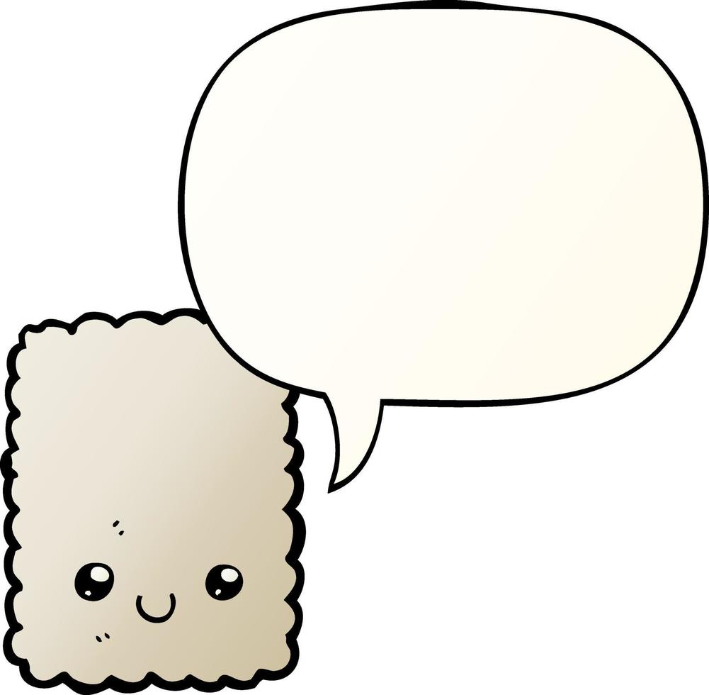 cartoon biscuit and speech bubble in smooth gradient style vector