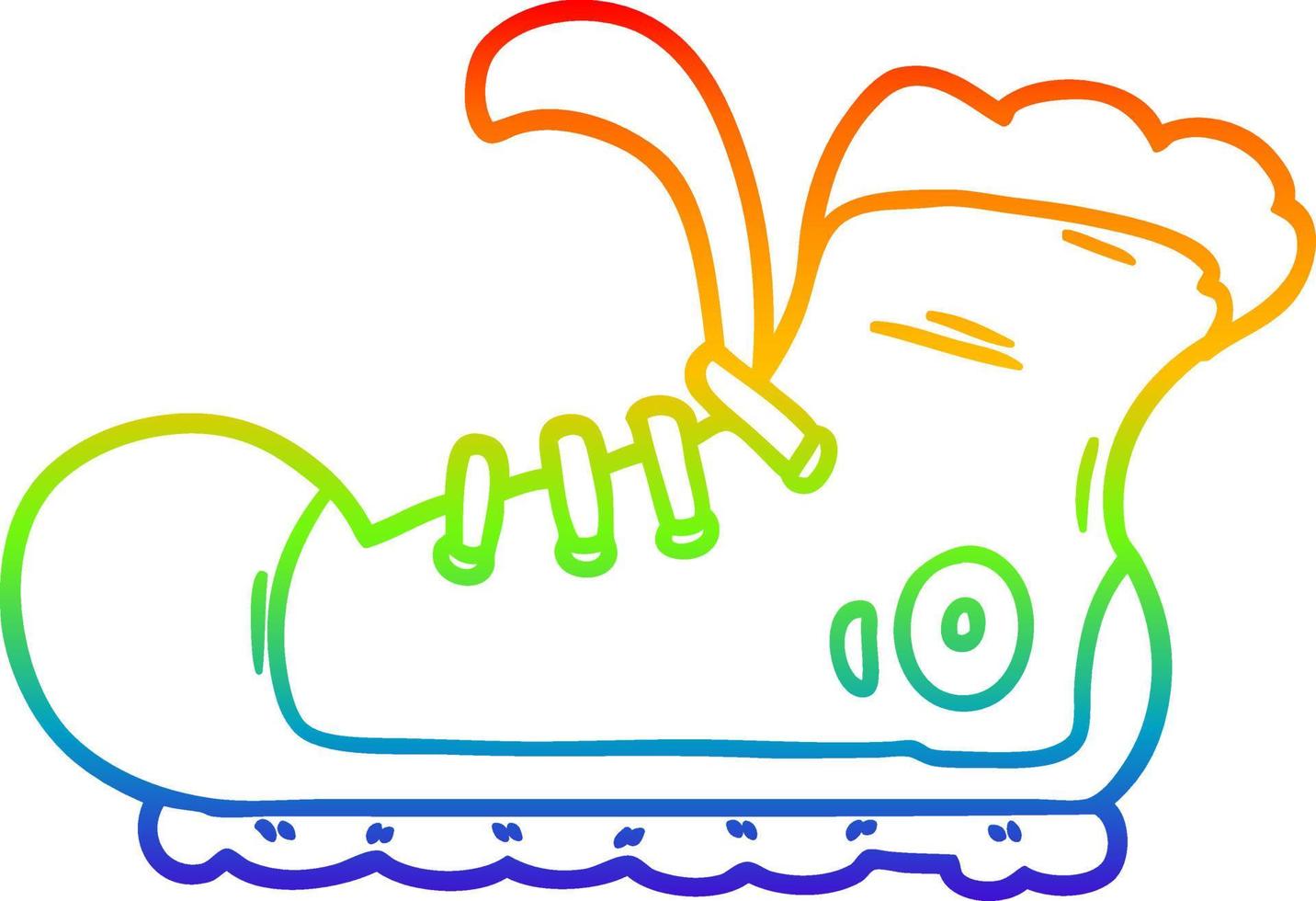 rainbow gradient line drawing cartoon sneaker vector