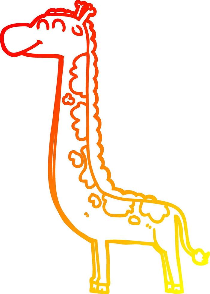 warm gradient line drawing cartoon giraffe vector