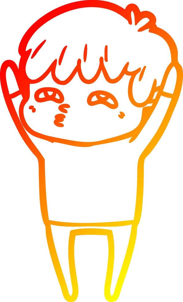 warm gradient line drawing cartoon curious man vector