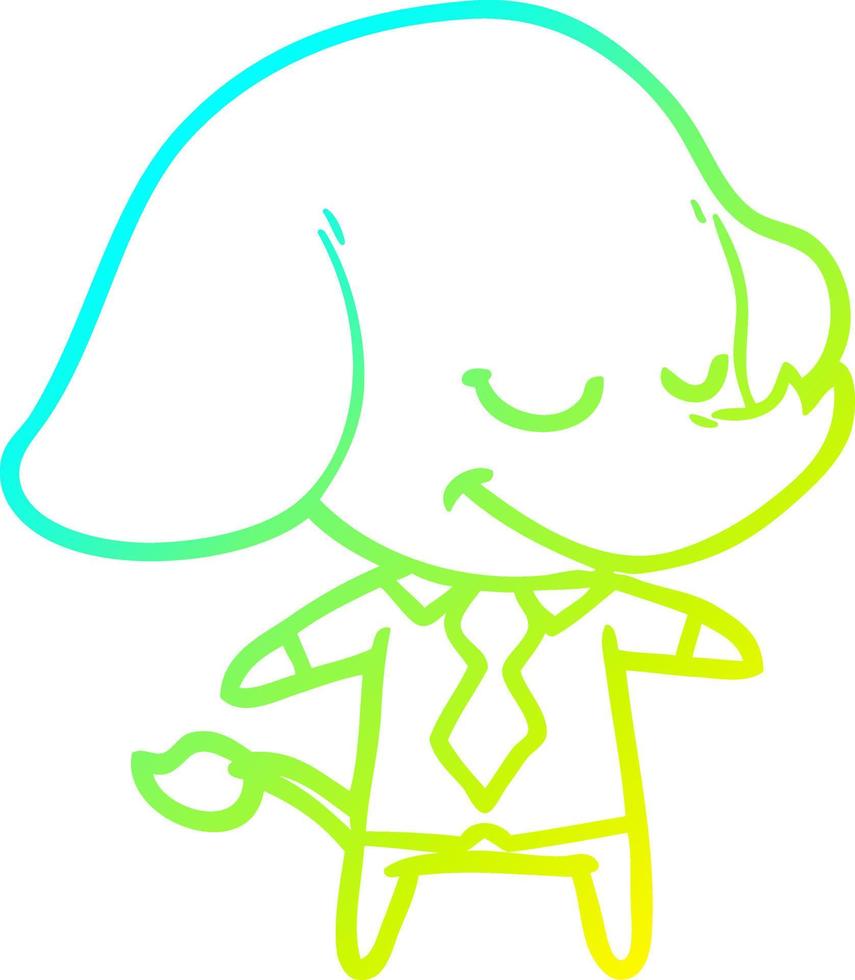 cold gradient line drawing cartoon smiling elephant manager vector