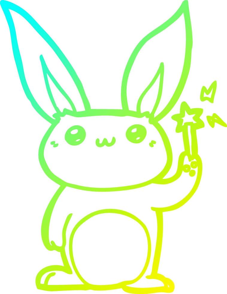cold gradient line drawing cute cartoon rabbit vector