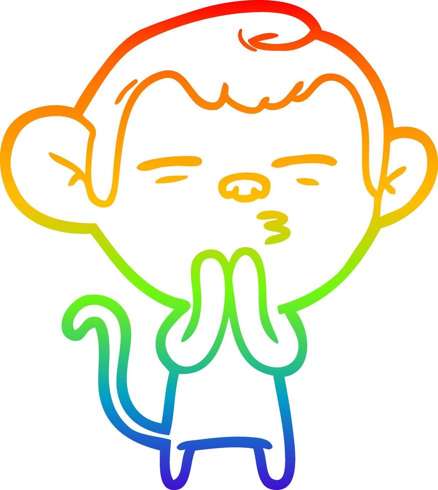 rainbow gradient line drawing cartoon suspicious monkey vector