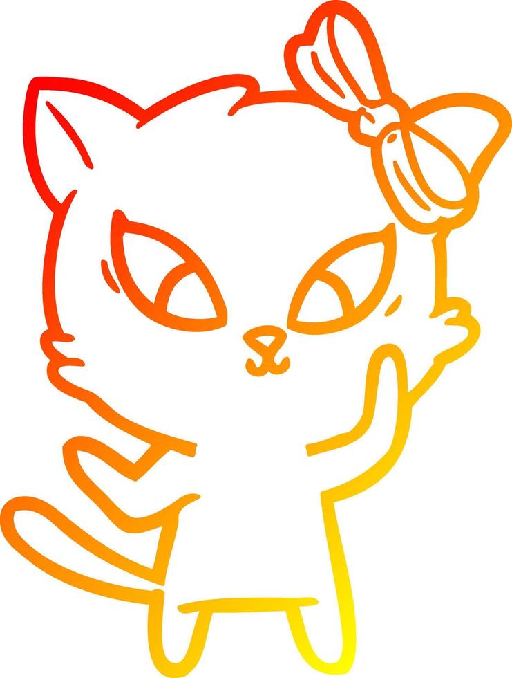 gato de dibujos animados de dibujo de línea de gradiente cálido vector