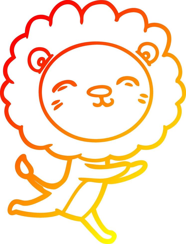 warm gradient line drawing cartoon running lion vector