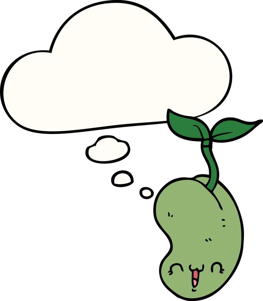 cute cartoon seed sprouting and thought bubble vector