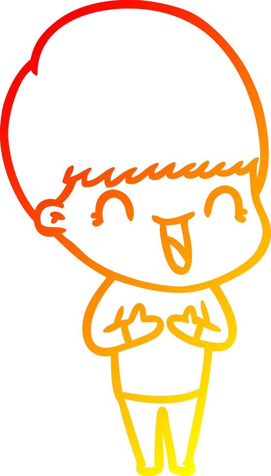 warm gradient line drawing happy cartoon boy vector