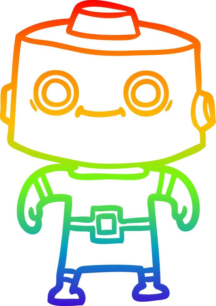 rainbow gradient line drawing cartoon robot vector