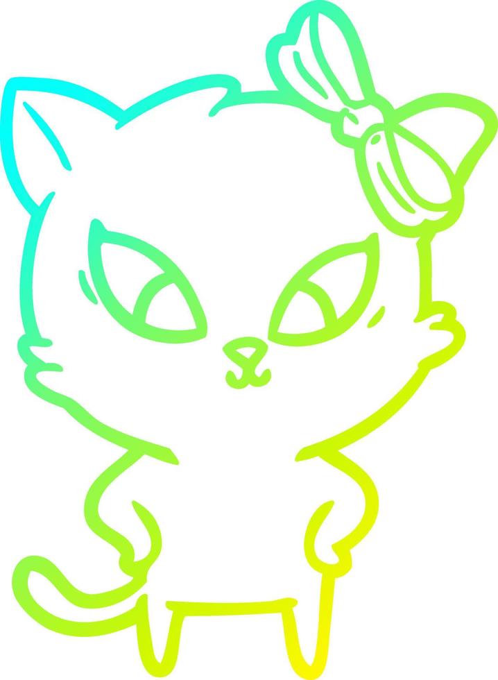 cold gradient line drawing cartoon cat vector