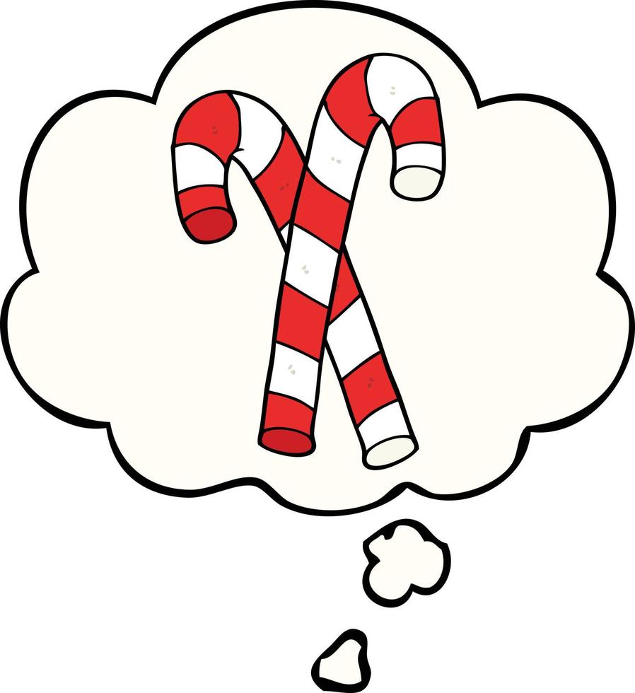 cartoon candy canes and thought bubble vector