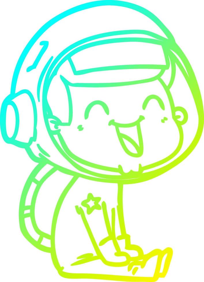 cold gradient line drawing happy cartoon astronaut vector