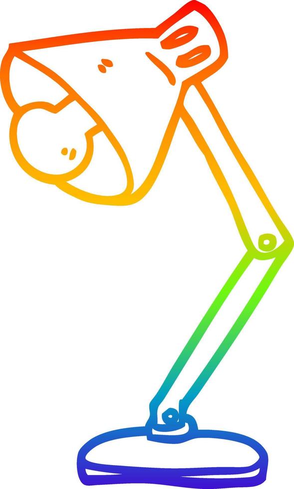 rainbow gradient line drawing cartoon angled desk lamp vector