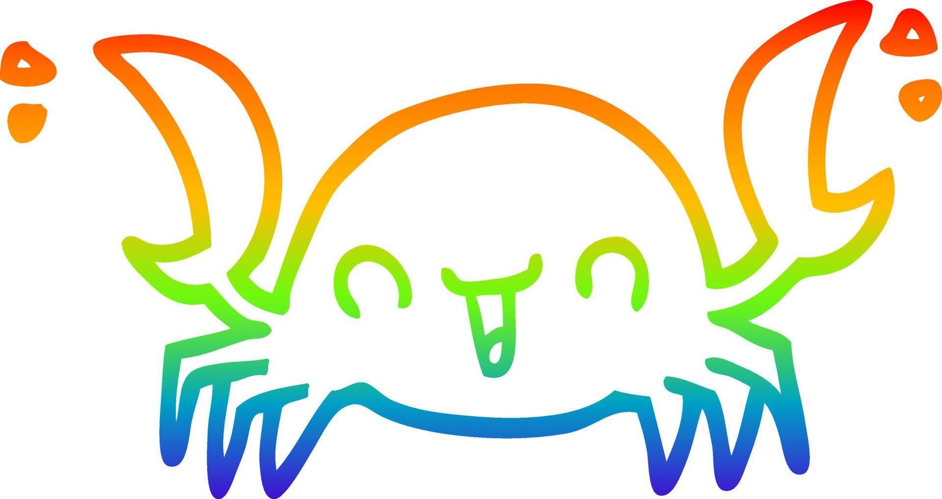 rainbow gradient line drawing cartoon crab vector