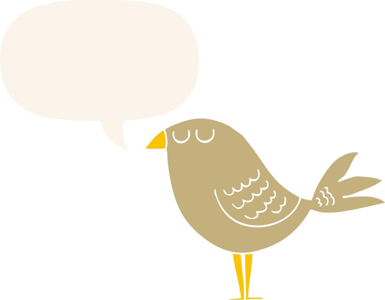 cartoon bird and speech bubble in retro style vector