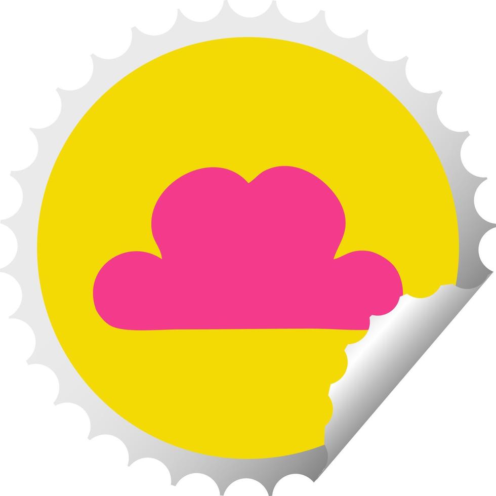 circular peeling sticker cartoon white cloud vector