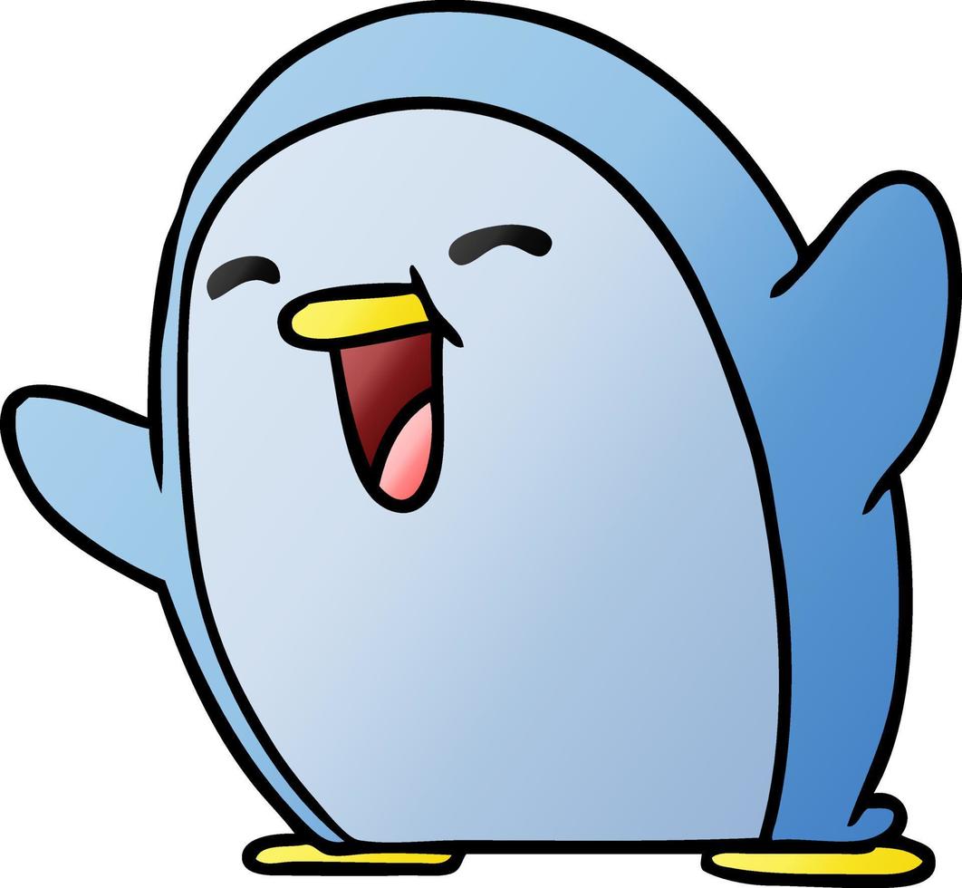 dibujos animados degradados kawaii de un lindo pingüino vector