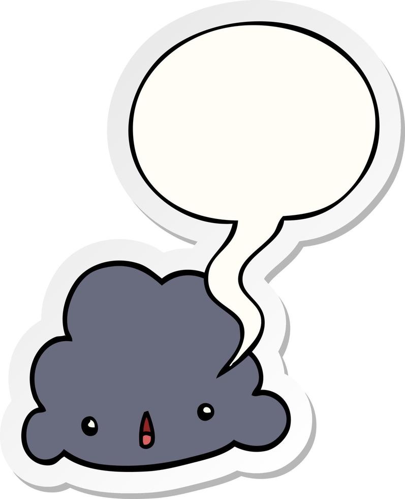 cartoon cloud and speech bubble sticker vector