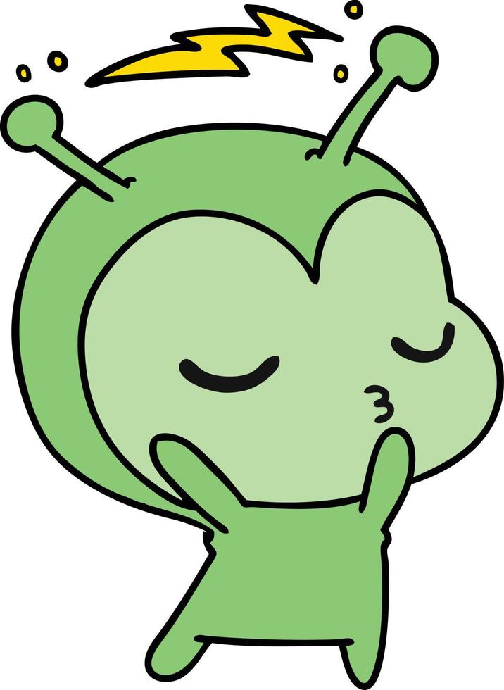 cartoon of a cute kawaii alien vector