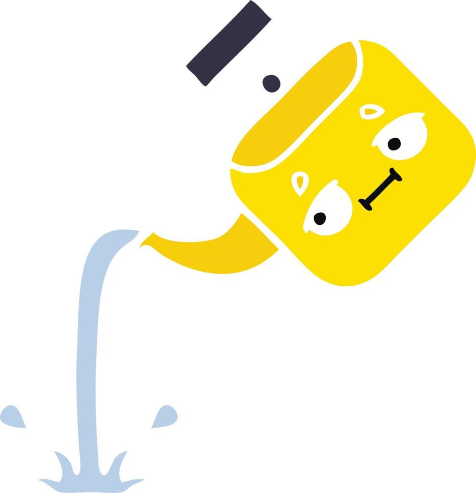 flat color retro cartoon pouring kettle vector