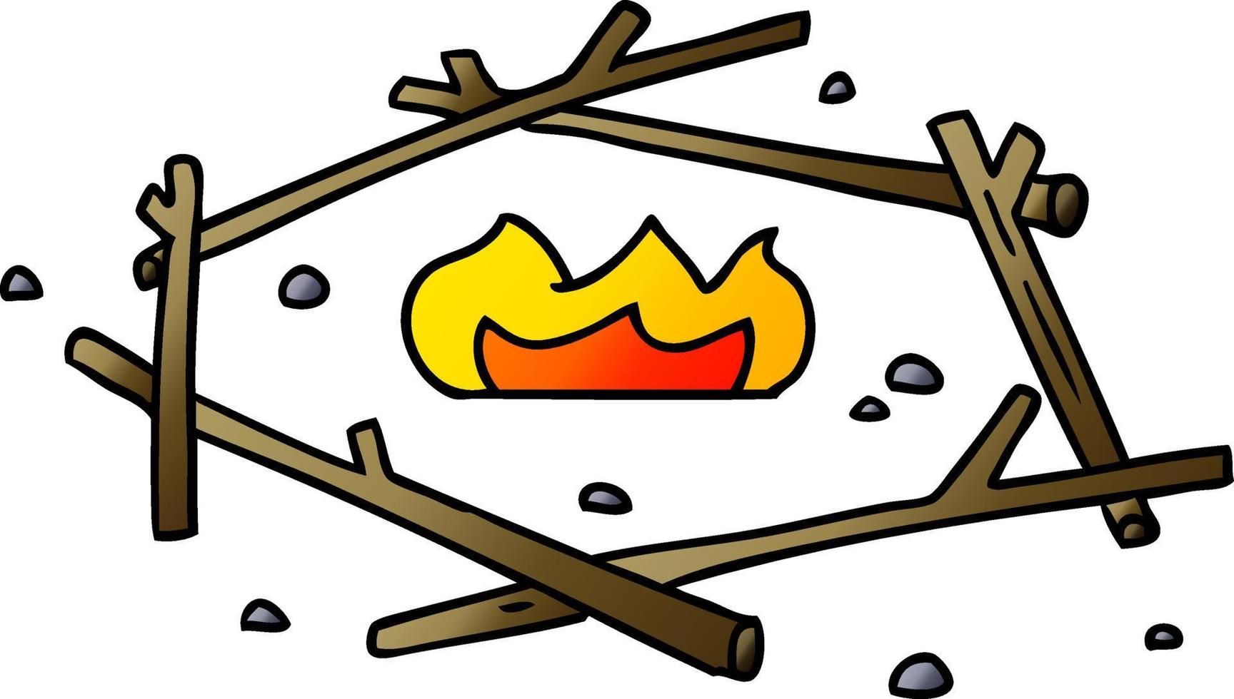 gradient cartoon doodle of a camp fire vector