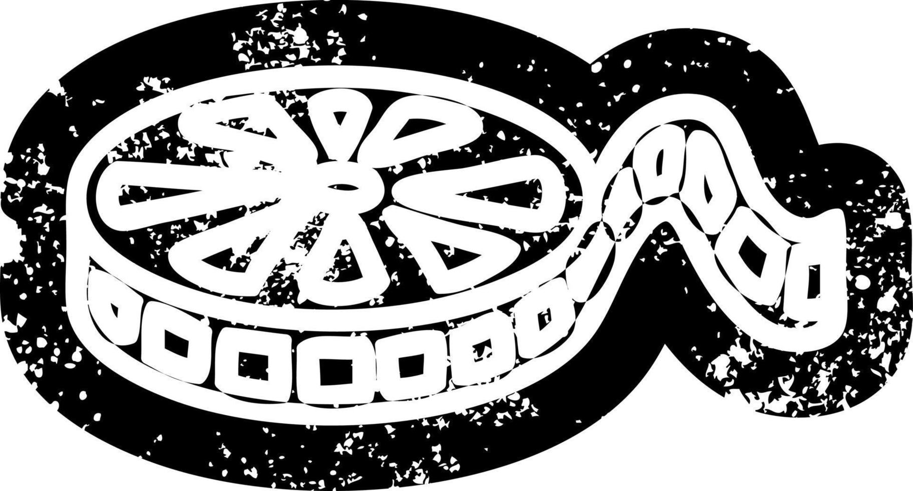 movie film reel distressed icon vector