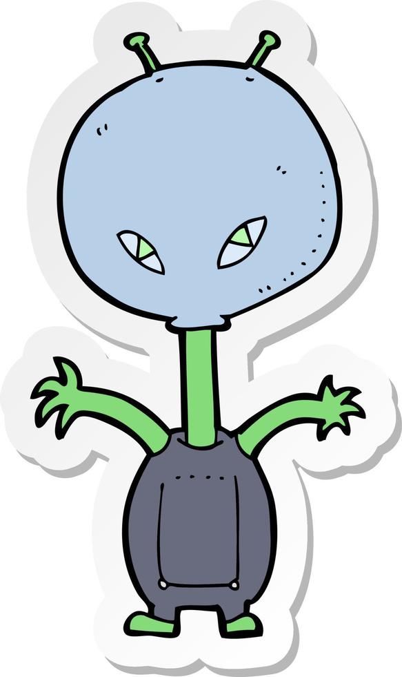 sticker of a cartoon space alien vector