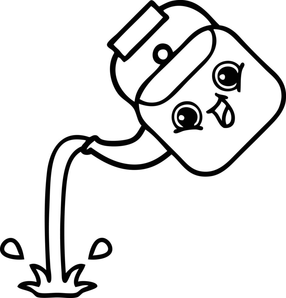 line drawing cartoon pouring kettle vector